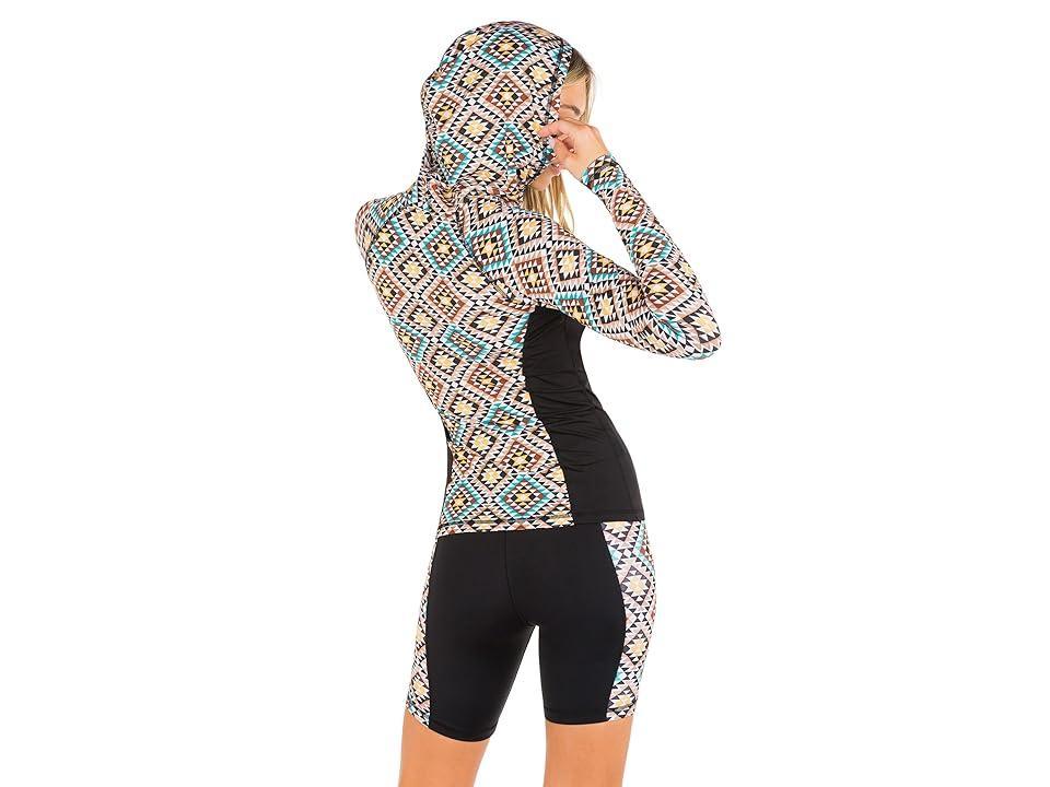 Hurley Mosaic Geo Long Sleeve Hoodie Rashguard (Mosaic Geo) Women's Swimwear Product Image