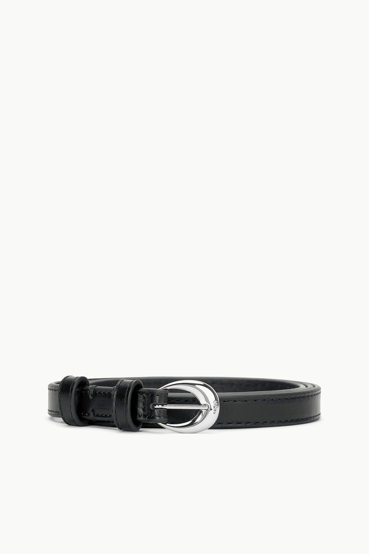 SLIM MOON BUCKLE BELT - 13MM | BLACK SILVER Product Image