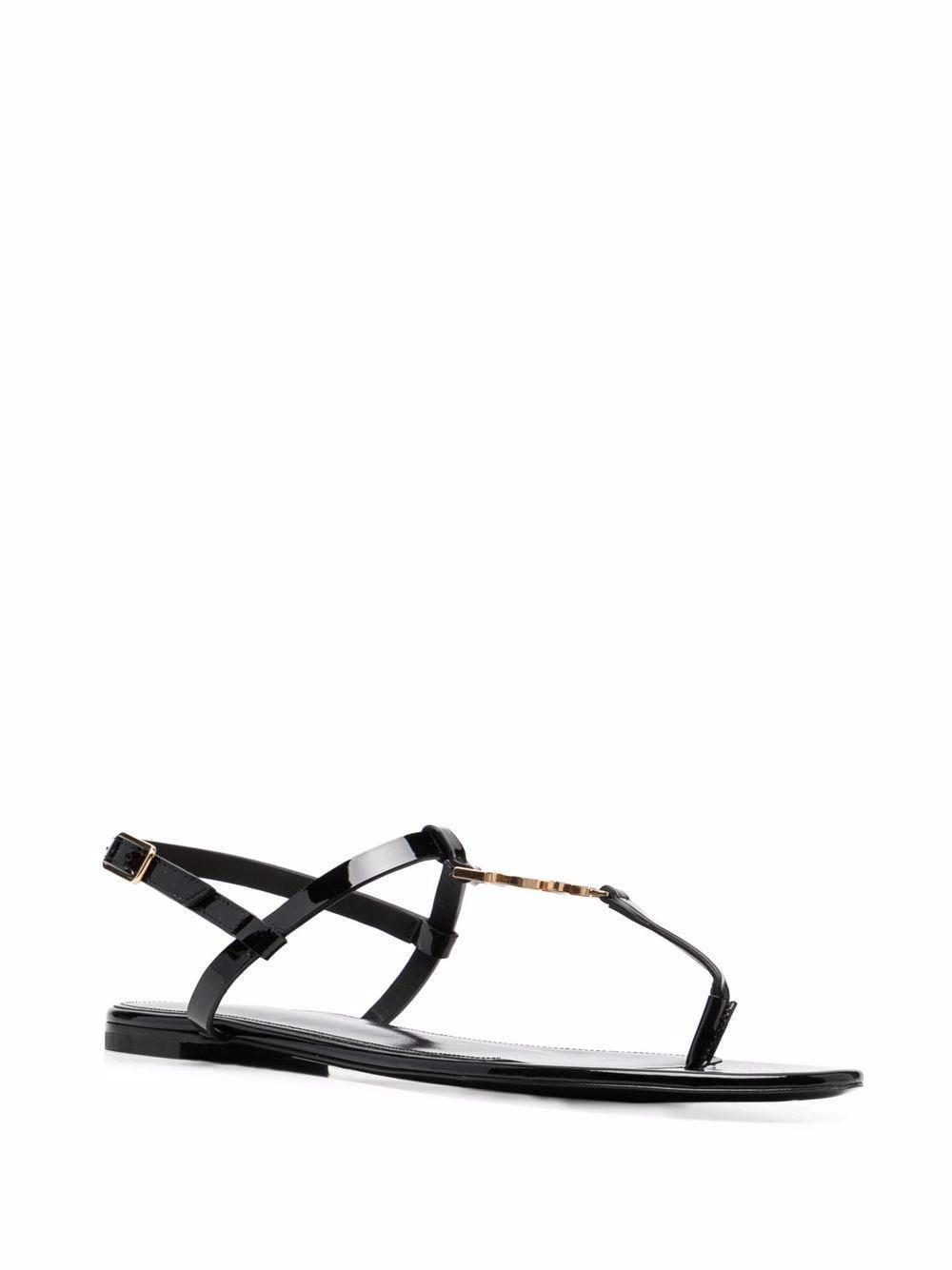 SAINT LAURENT Cassandra Mock-croc Ysl Slingback Sandals In Nero Product Image