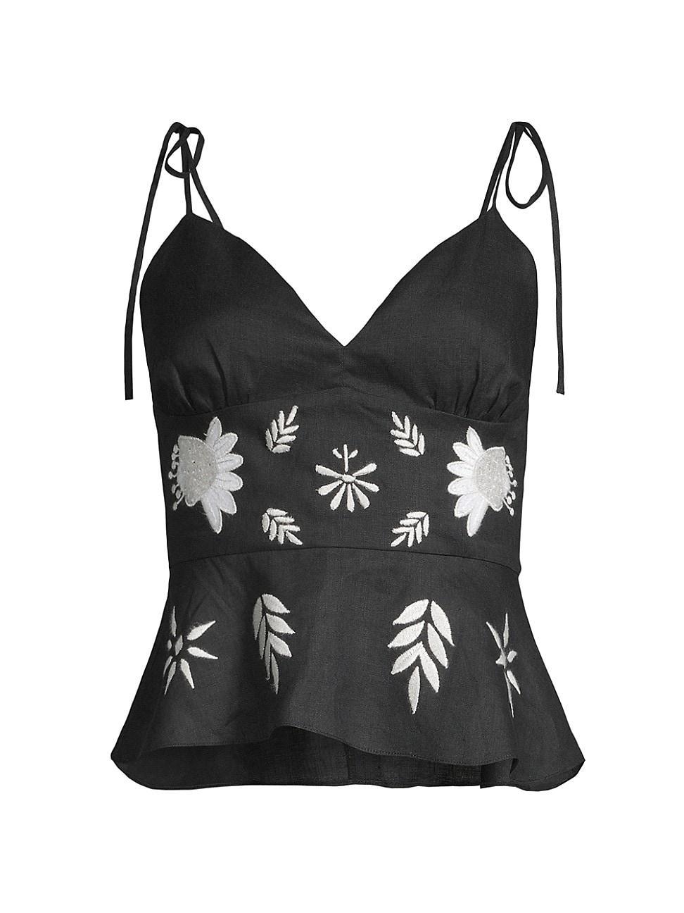 Womens Embroidered Peplum Tank Top Product Image