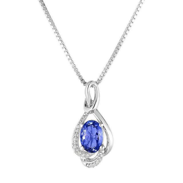 Sterling Silver Tanzanite & Diamond Accent Pendant Necklace, Womens Multicolor Product Image