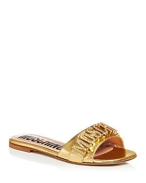 Moschino Womens Logo Hardware Slip On Slide Sandals Product Image