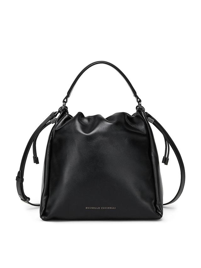 Womens Soft Leather Bucket Bag with Monili Product Image