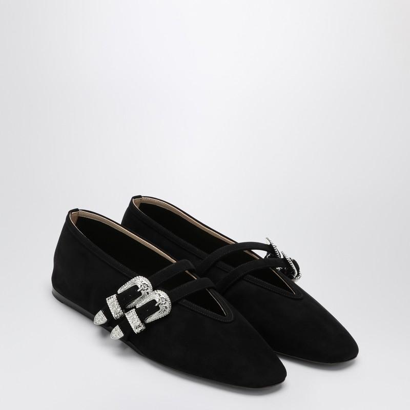 Black Suede Ballerina Claudia Product Image