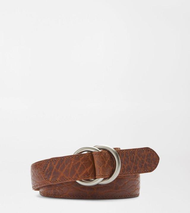 Peter Millar Mens Pebbled Bison O-Ring Belt | Color: Cognac | Size: 32 Product Image