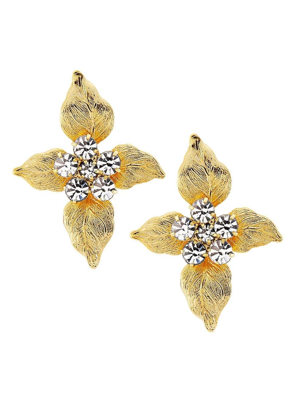 Womens Idina 18K-Gold-Plated & Glass Crystal Flower Stud Earrings Product Image