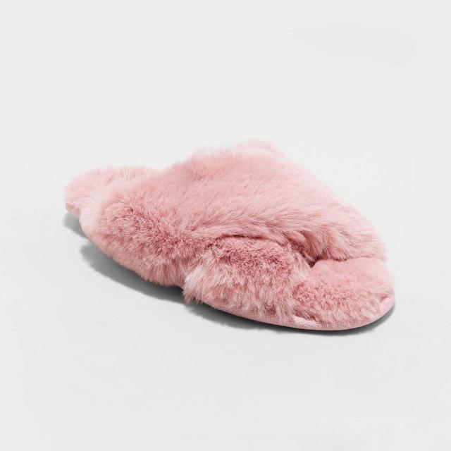 Womens Paris Crossband Faux Fur Slippers - Stars Product Image