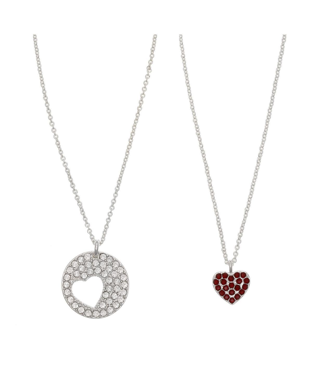 FAO Schwarz Fine Silver Heart Pendant Necklace Set, Womens, Red Product Image