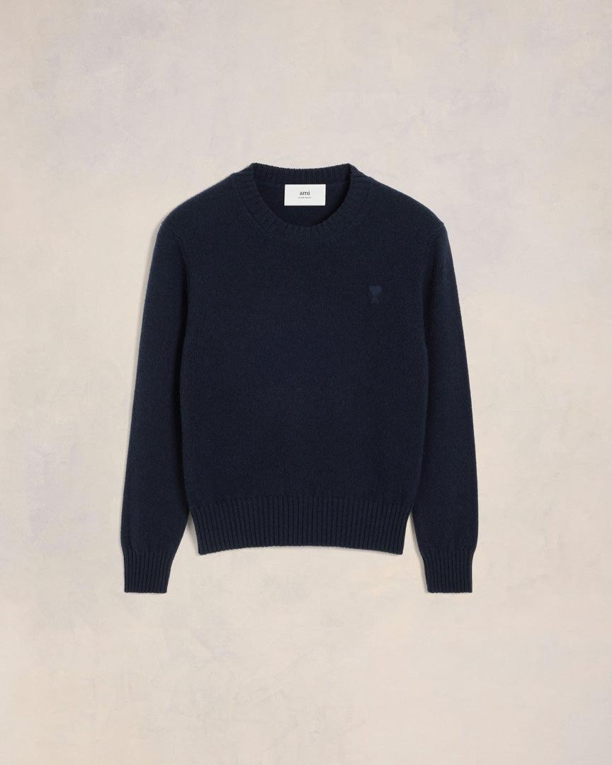 AMI ALEXANDRE MATTIUSSI Cashmere Ami De Coeur Crew Neck Sweater Blue In Navy Blue Product Image