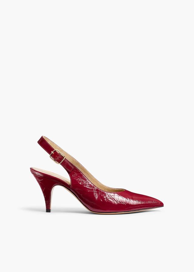 River Slingback Pump in Oxblood Crinkled Leather Product Image