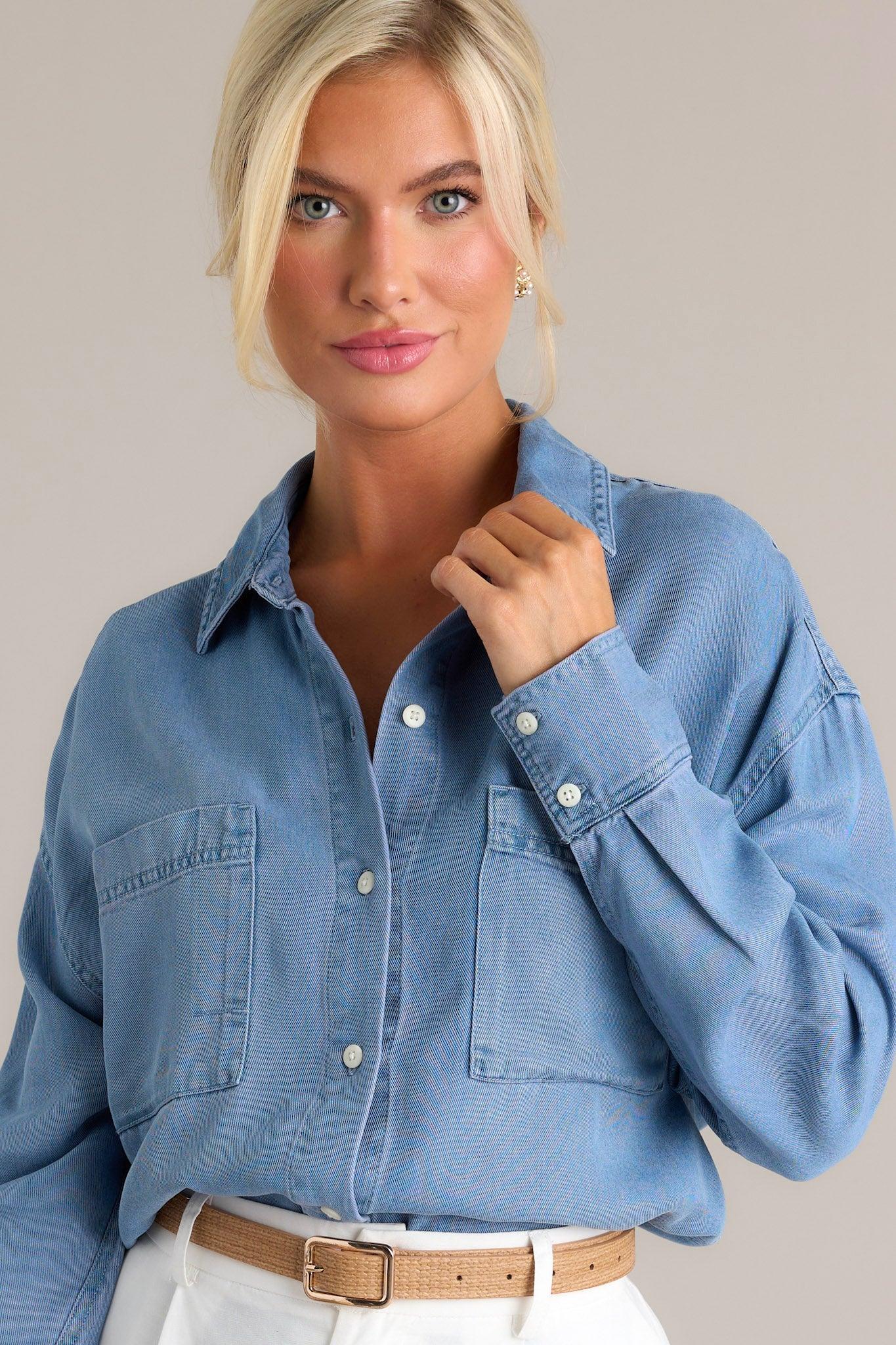 Z Supply Colbie Sun Bleached Chambray Top Product Image