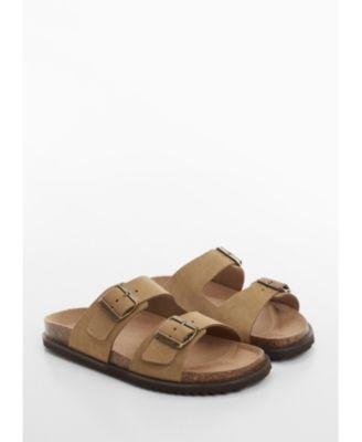 Men's Buckle Detail Split Leather Sandals Product Image