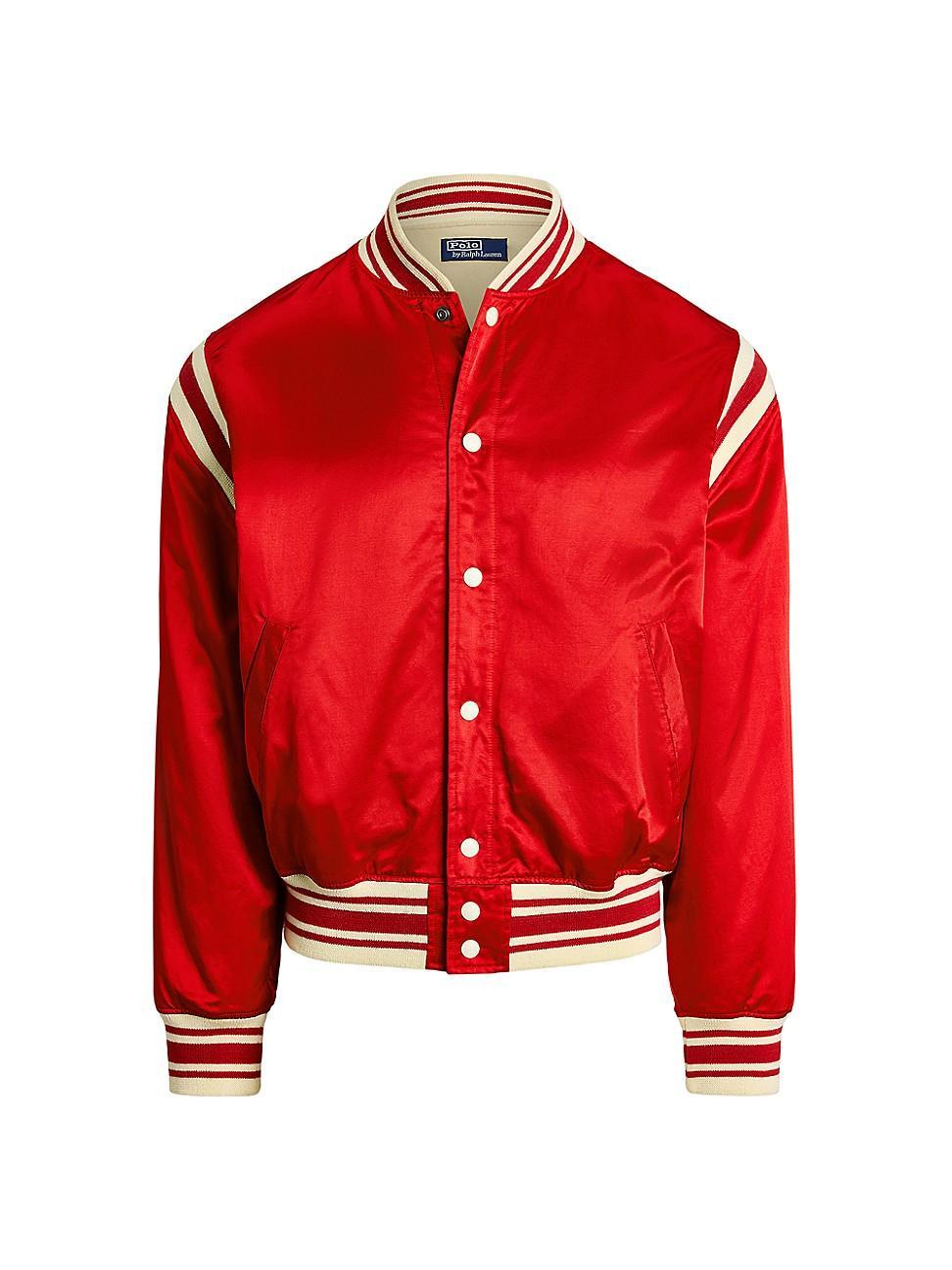 Mens Satin Varsity Bomber Jacket Product Image