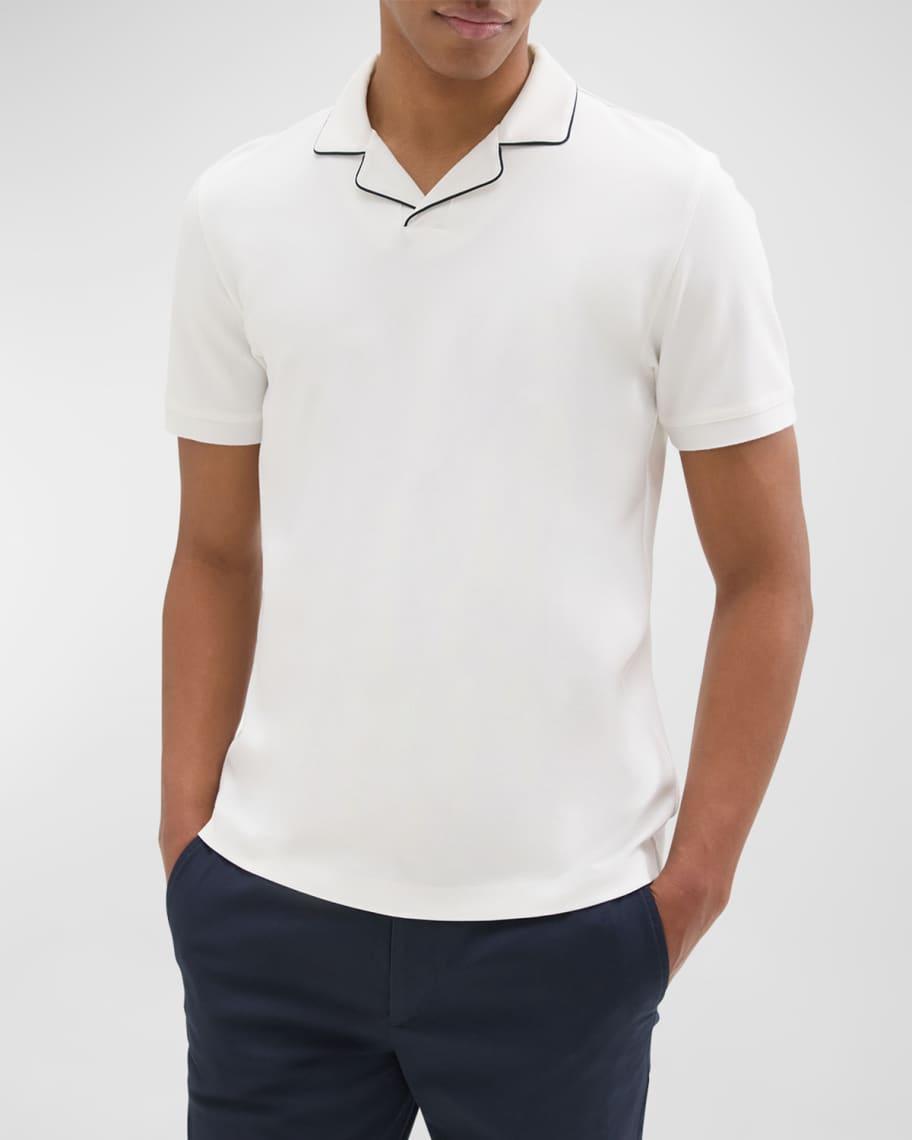 Mens Piped-Collar Polo Shirt Product Image