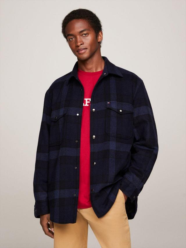 Tommy Hilfiger Men's Relaxed Fit Wool Check Overshirt Product Image