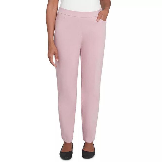 Petite Alfred Dunner Classic Balanced Short Mid-Rise Pants, Womens Rose Grey Product Image