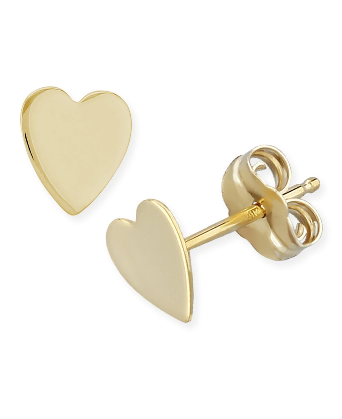 Flat Heart Stud Earrings in 14k Yellow Or White Gold Product Image