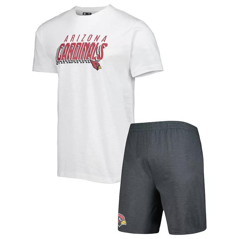 Mens Concepts Sport /White Arizona Cardinals Downfield T-Shirt & Shorts Sleep Set Grey Product Image