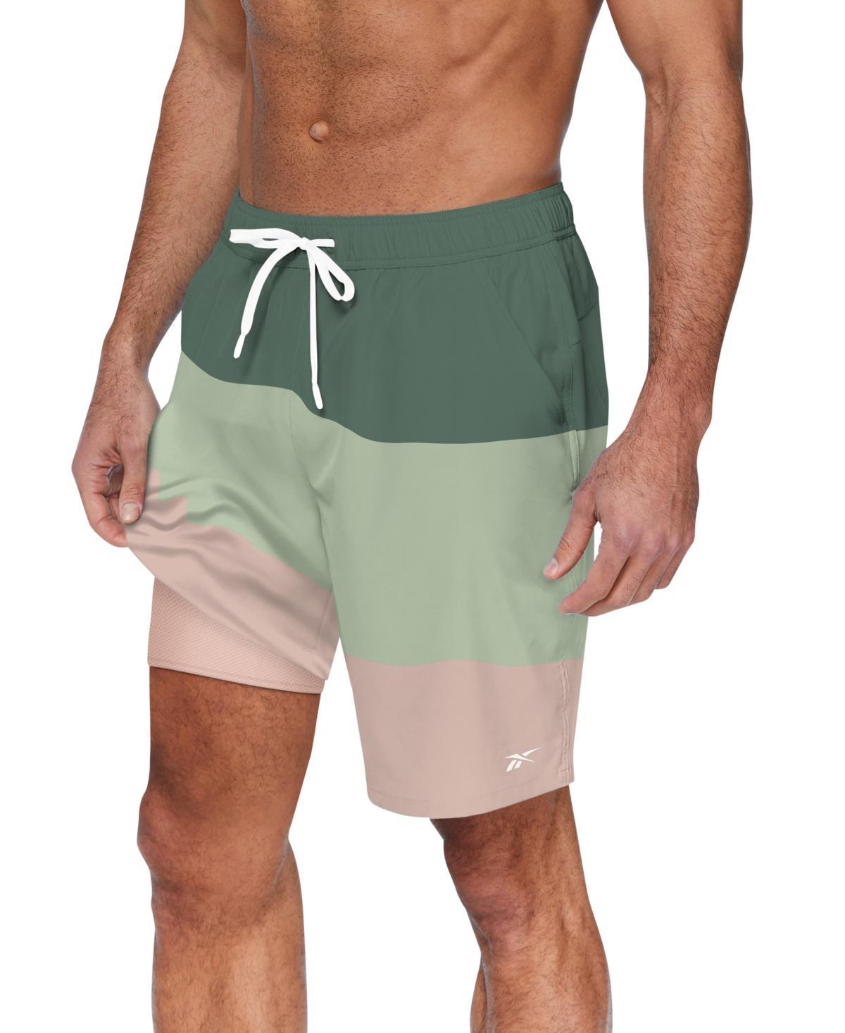 Reebok Mens Quick-Dry Colorblock Core Valley 7 Swim Trunks Product Image