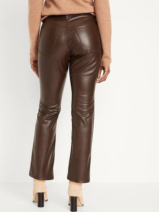 High-Waisted Faux-Leather Boot-Cut Ankle Pants Product Image