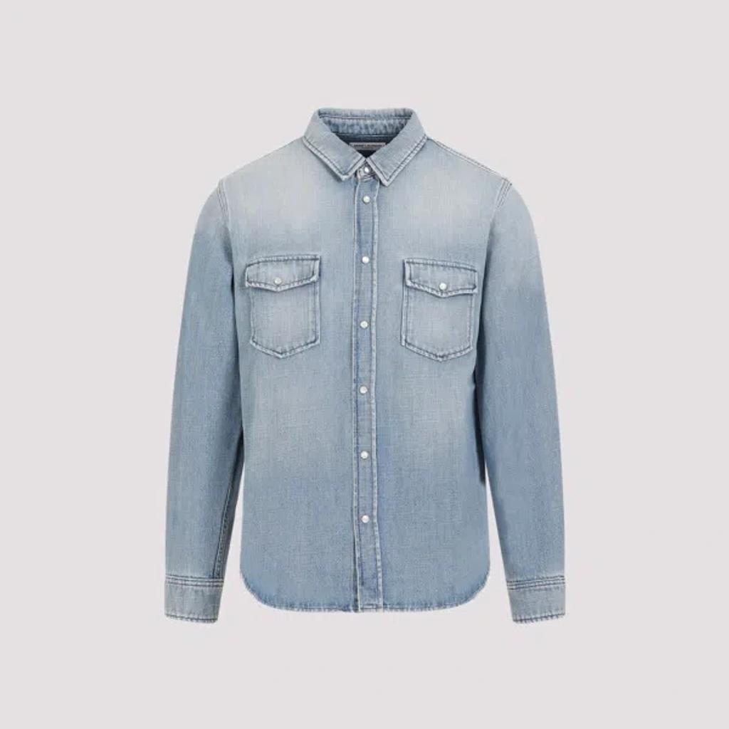 Oversize Pointy Pockets Shirt In Light Blue Product Image