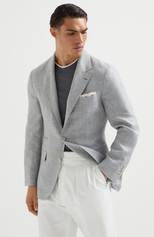 BRUNELLO CUCINELLI Twill Single-breasted Blazer In Grey Product Image