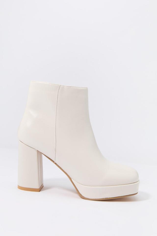 Faux Leather Platform Heeled Boot Female Product Image