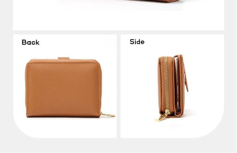 Plain Faux Leather Short Wallet Product Image