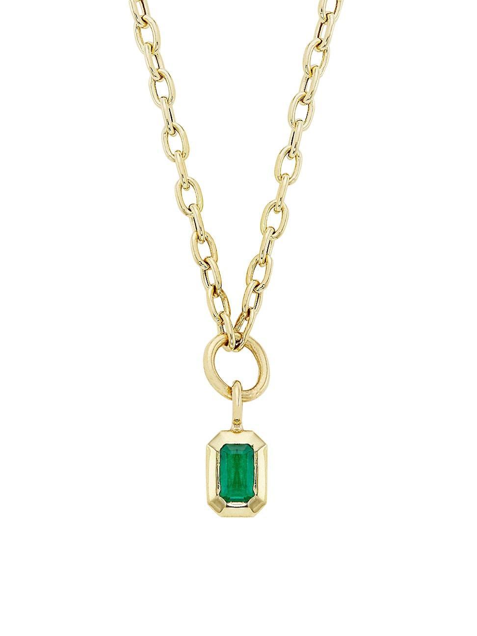 Womens 14K Yellow Gold & Emerald Pendant Necklace Product Image