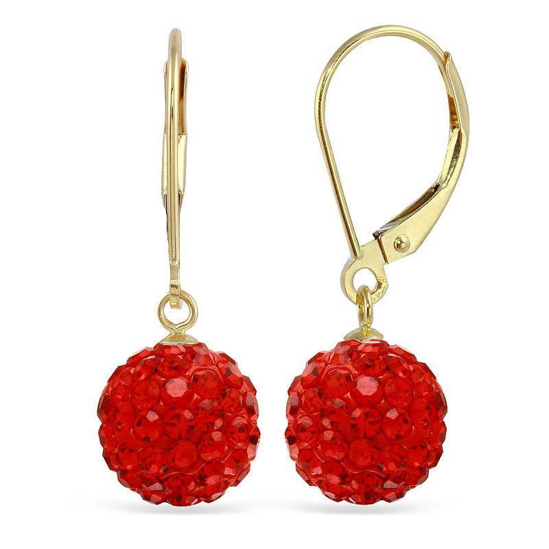 14k Crystal Fireball Drop Earrings, Womens, Red Product Image