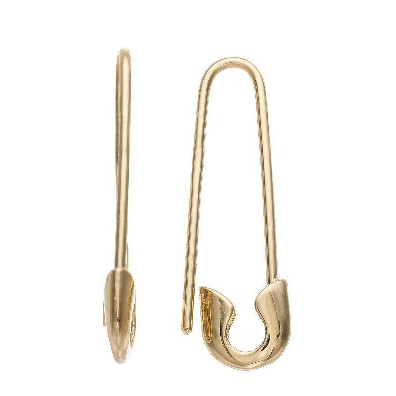 14k Gold Safety Pin Earrings, Womens Product Image