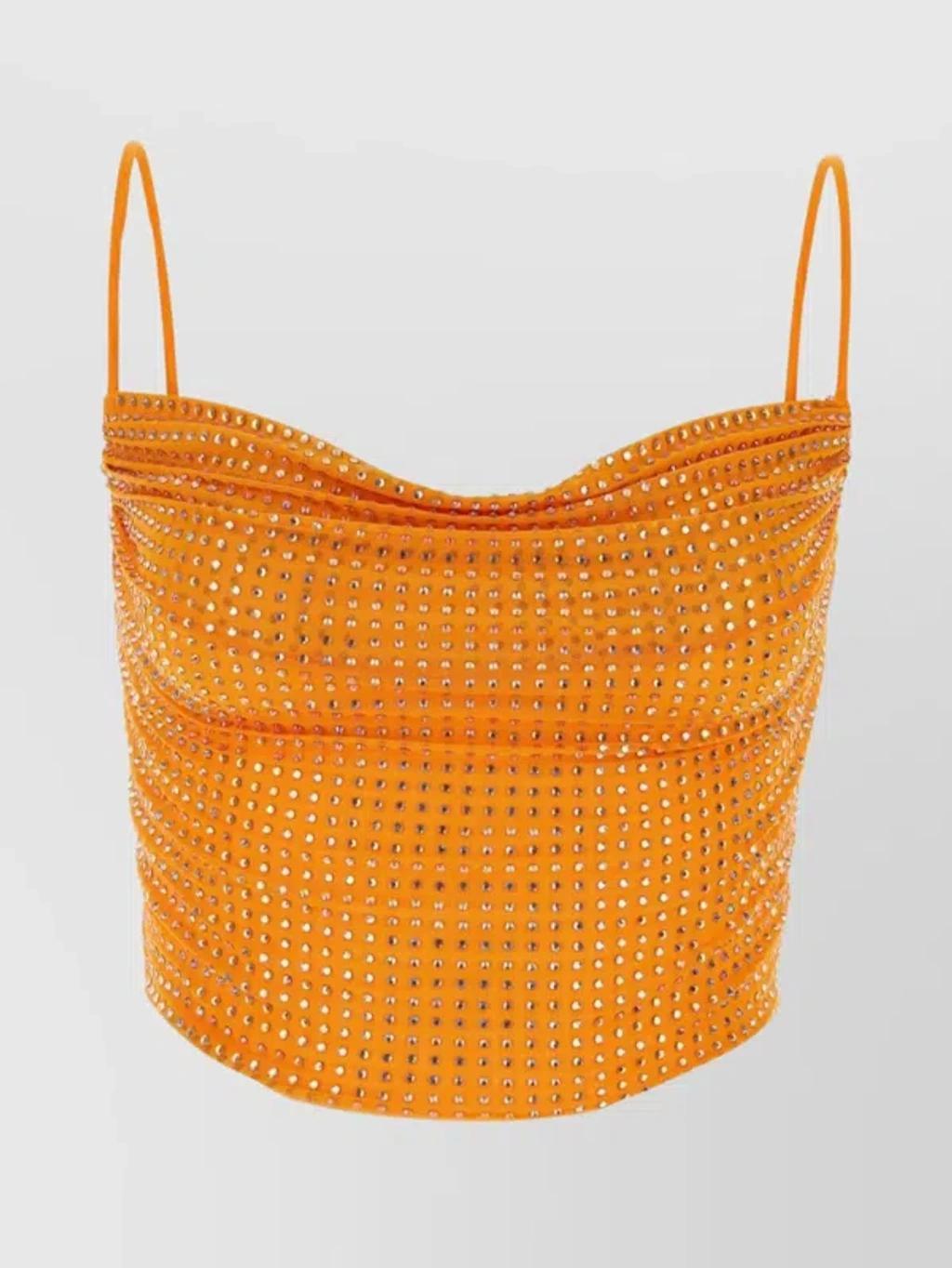 Studded Sleeveless Cropped Top In Orange Product Image