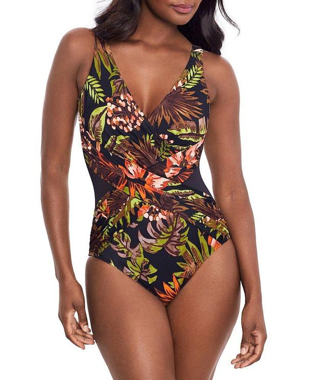 Miraclesuit Botanico Lyra Surplice V-Neck Crossover Mesh One Piece Swimsuit Product Image