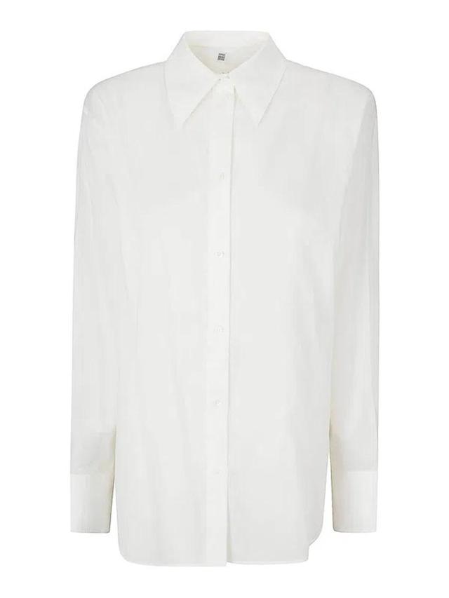 TOTÊME Kimono-sleeve Poplin Shirt In White Product Image