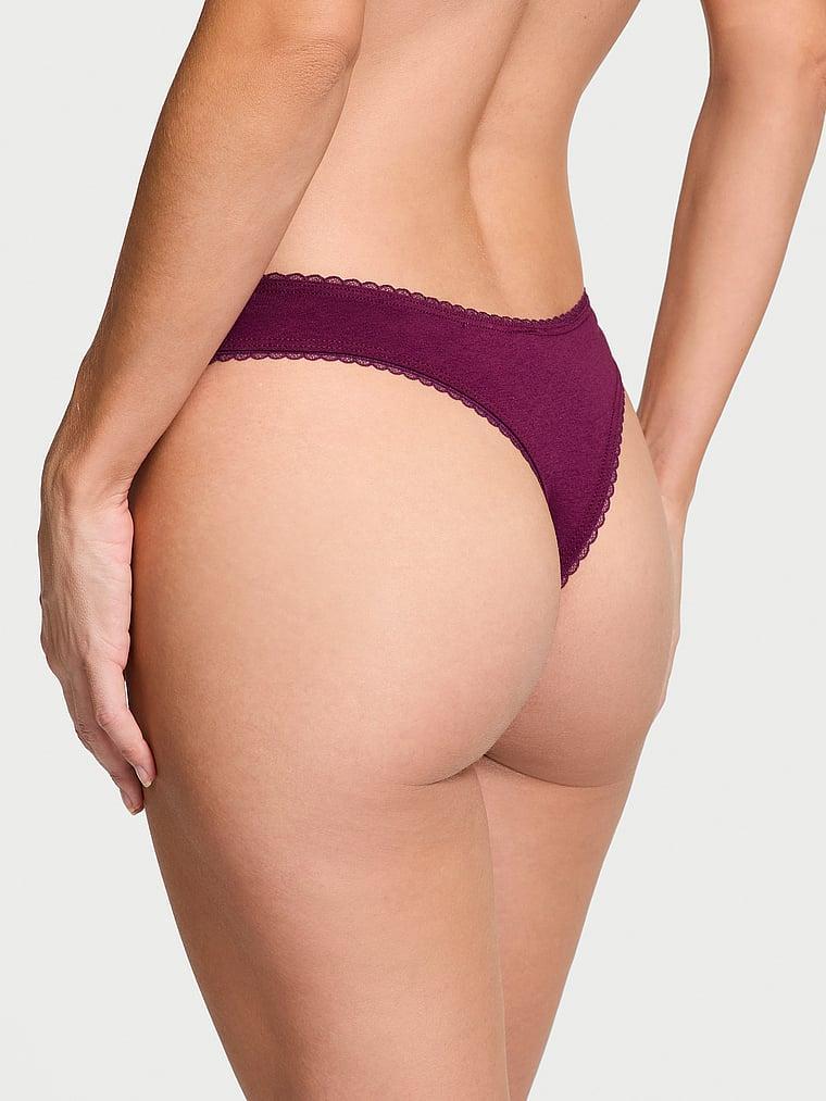 Stretch Cotton High-Leg Scoop Thong Panty Product Image