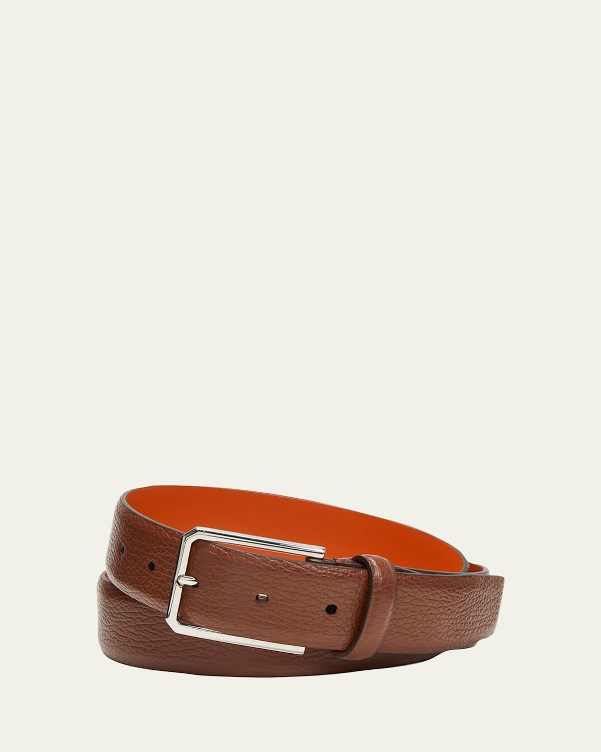 Mens Adjustable Grained Leather Belt Product Image