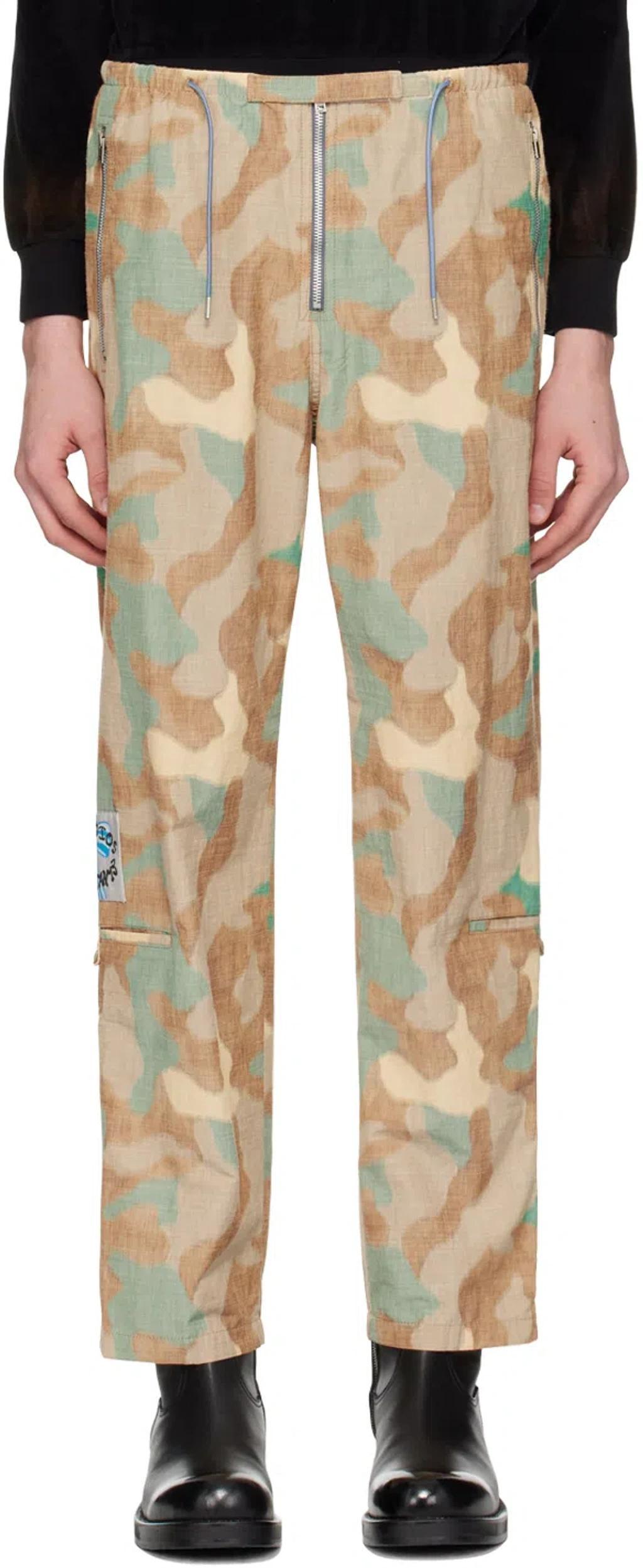 ACNE STUDIOS Beige & Green Camo Trousers In Neutrals Product Image