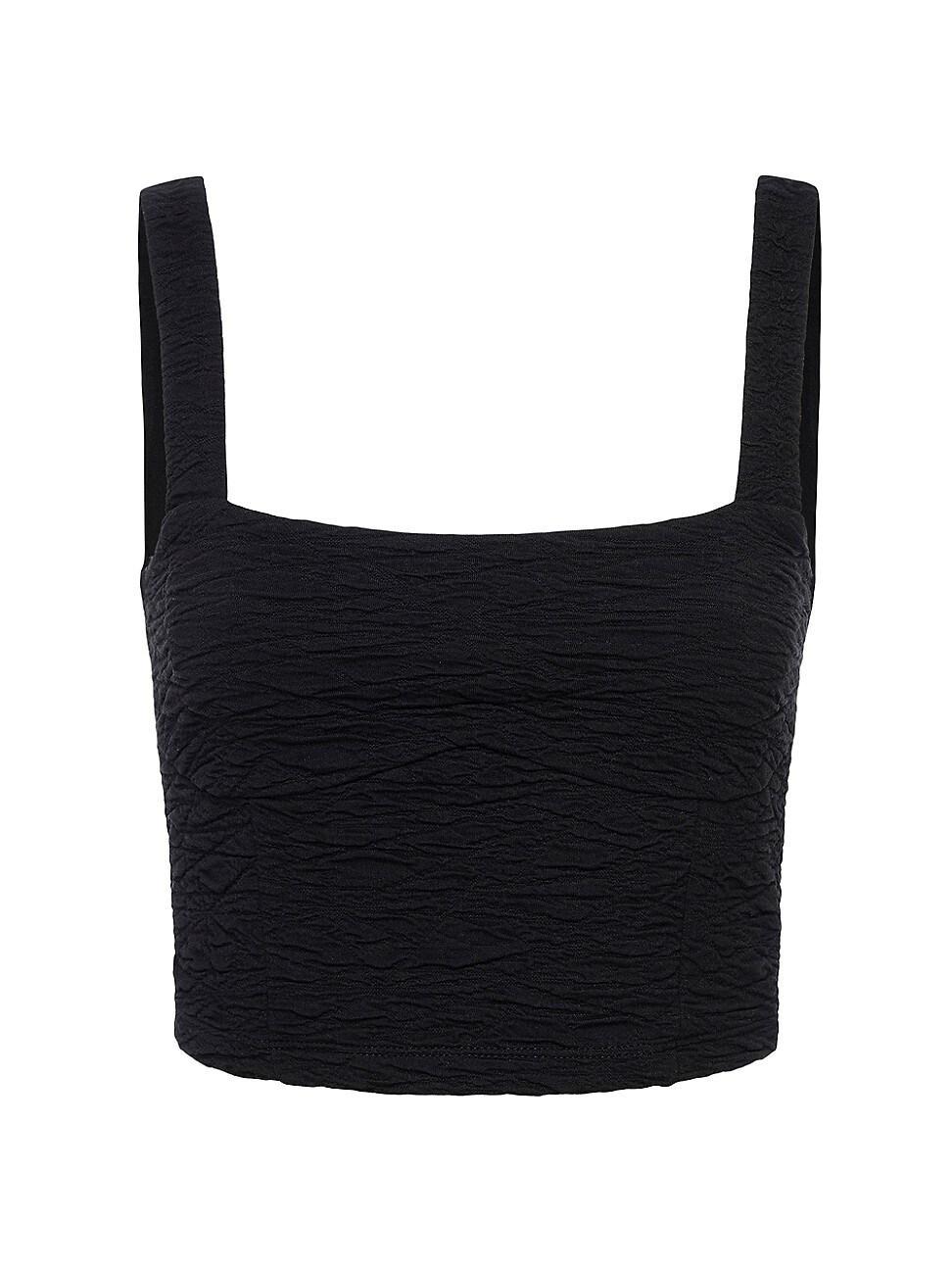 Womens Scrunchie Cropped Tank Top | Black, Size Medium | Good American by Khlo Kardashian Product Image