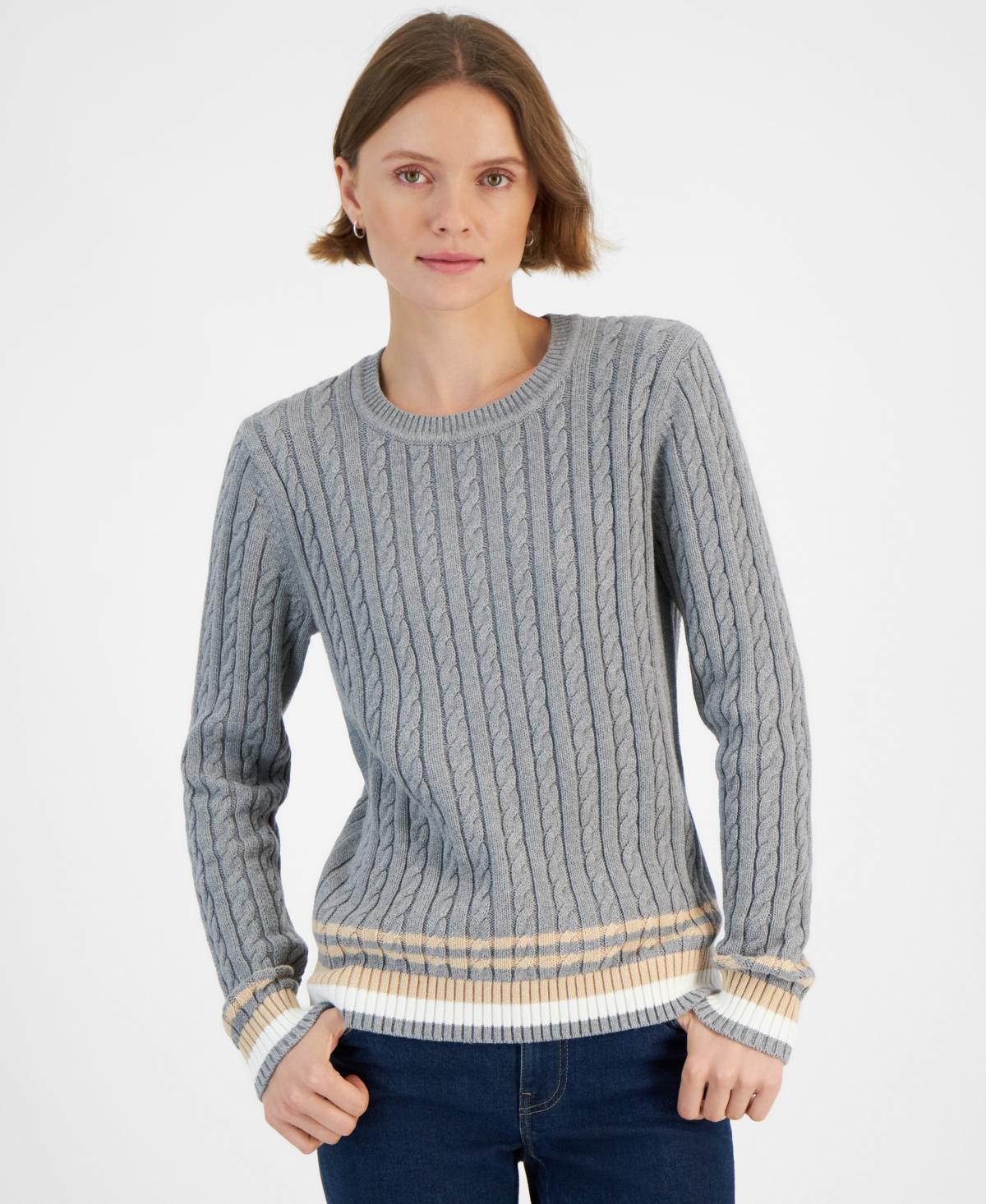 Tommy Hilfiger Womens Cable-Knit Crewneck Sweater Product Image