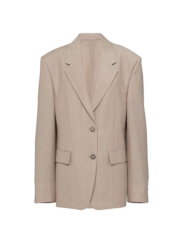 Womens Single-Breasted Light Mohair Blazer Product Image