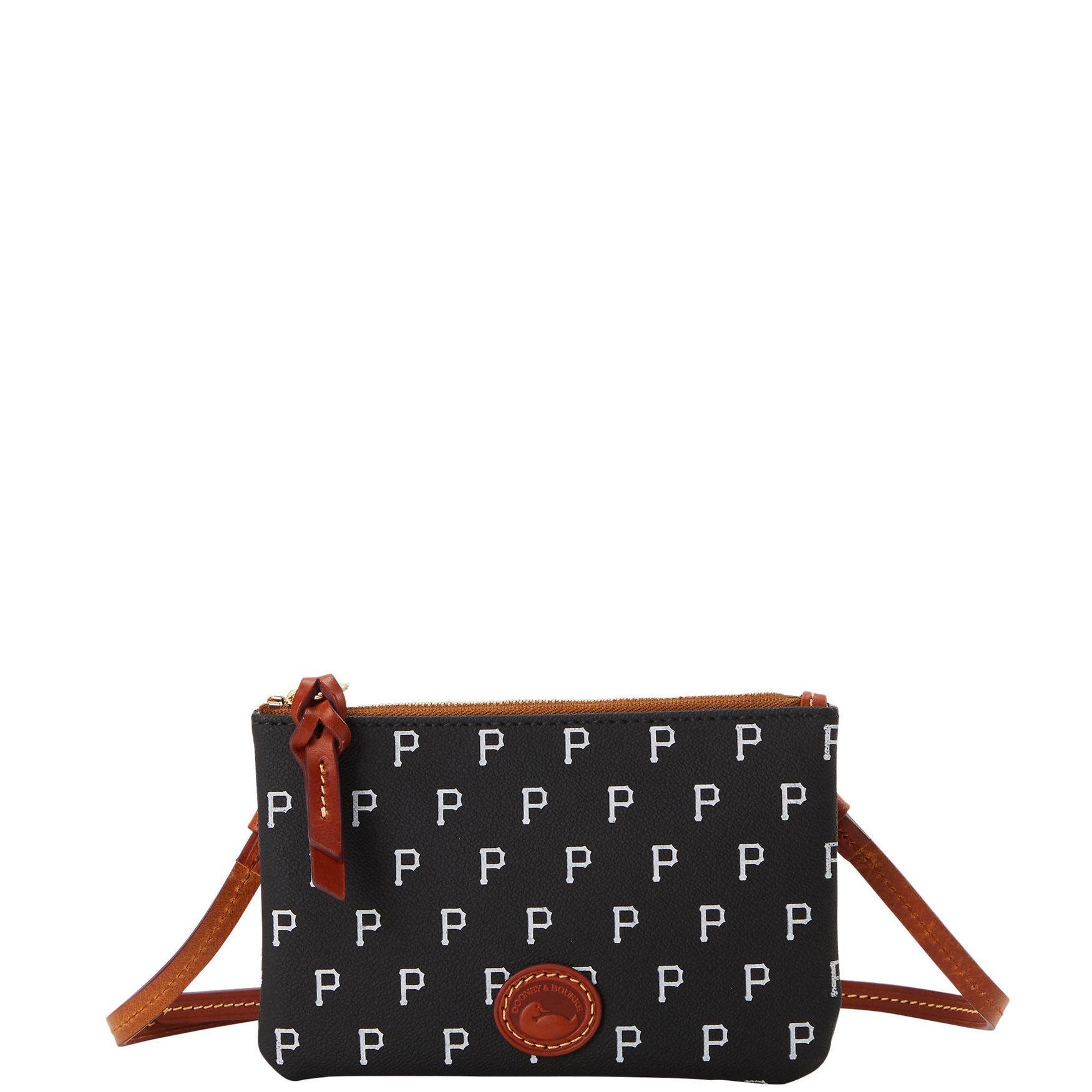 Dooney & Bourke Womens MLB Pirates Top Zip Crossbody Coated Cotton Shoulder Bag in Black Product Image