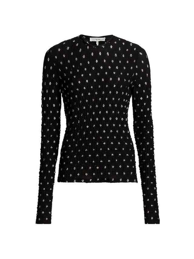 Womens Dotted Stretch Mesh Top Product Image