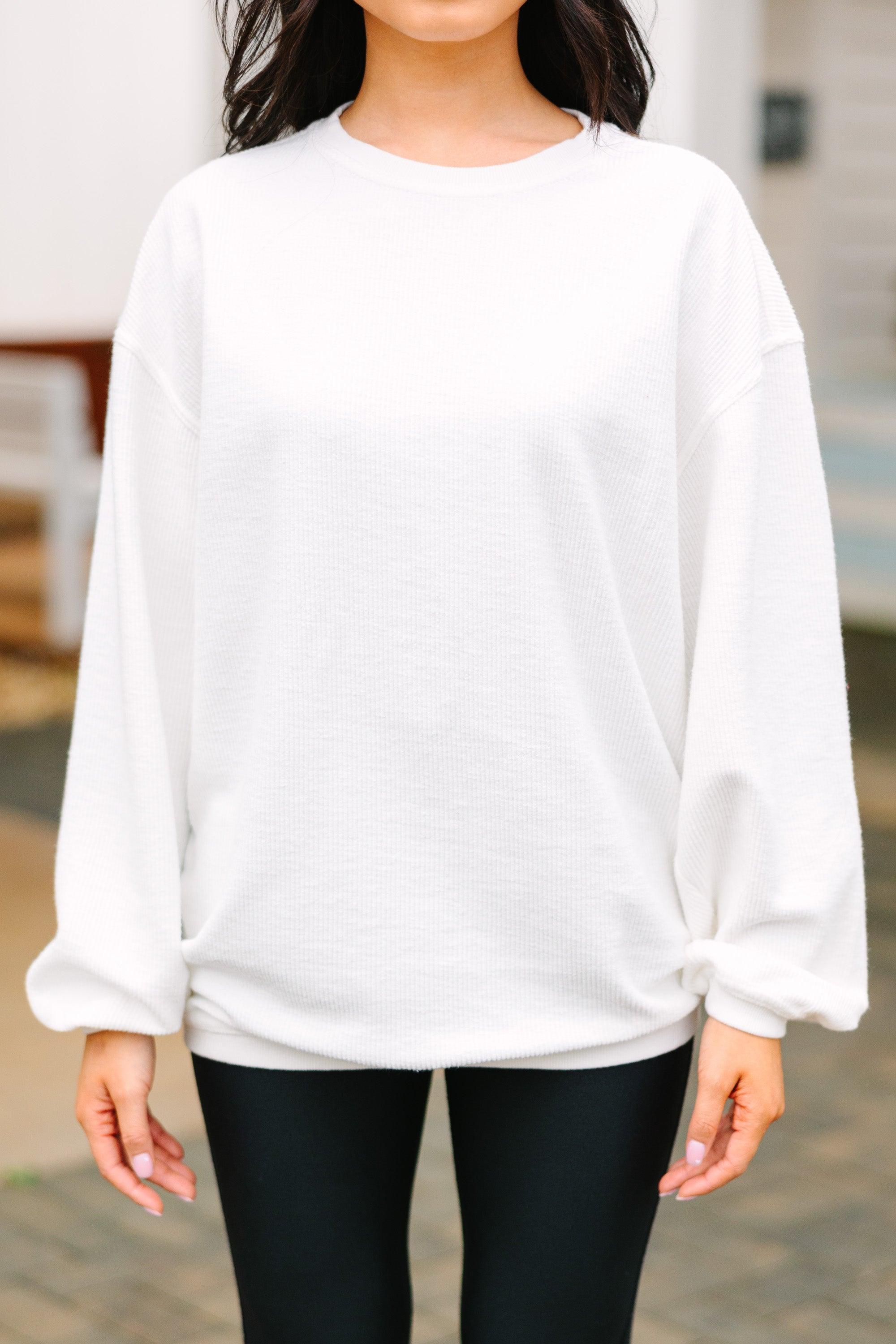 Get Together White Corded Sweatshirt Female Product Image