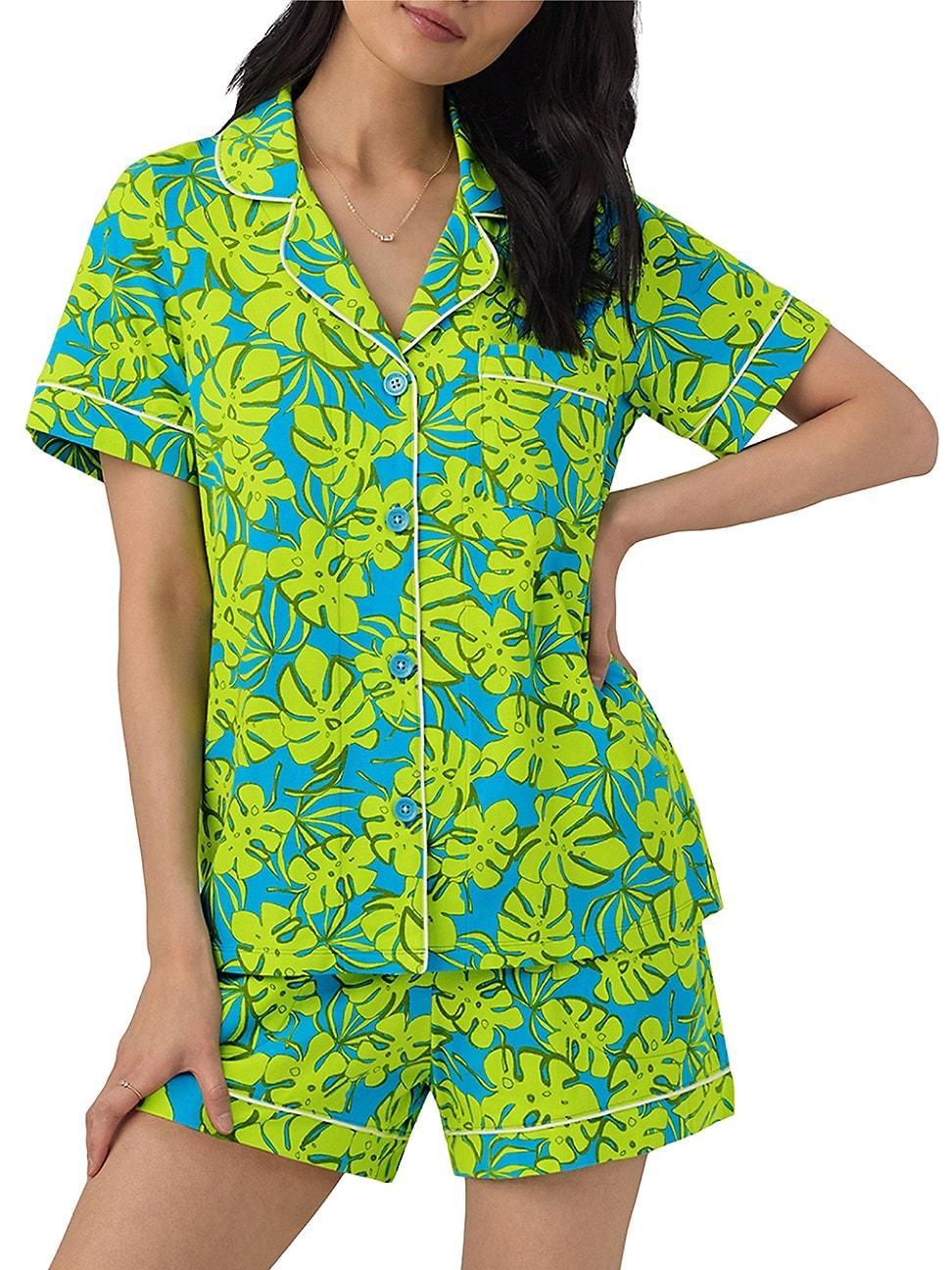 Womens Trina Palm Leaves Boxer Short-Sleeve Pajamas Product Image