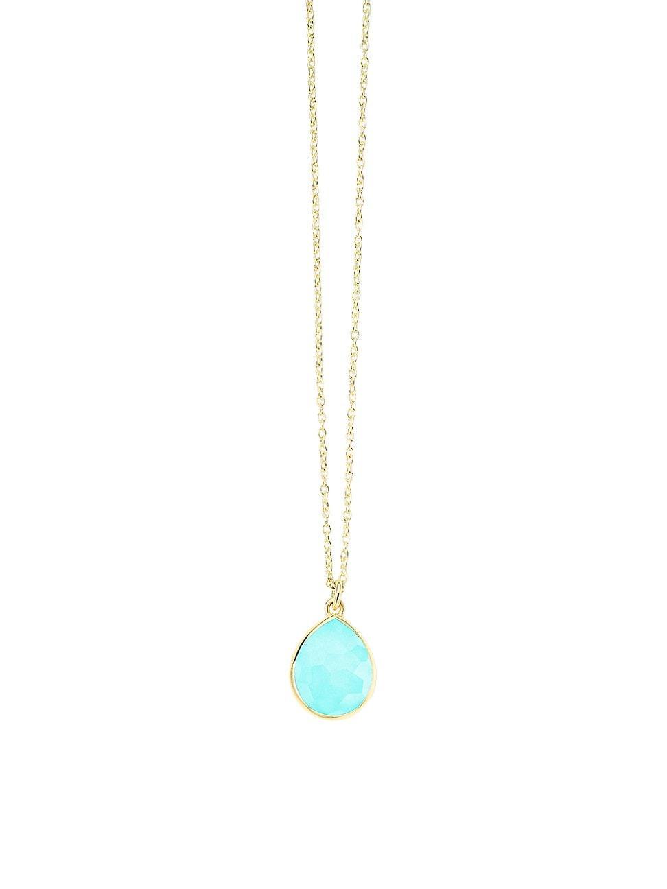 Womens Rock Candy Mini 18K Yellow Gold & Turquoise Doublet Pendant Necklace Product Image