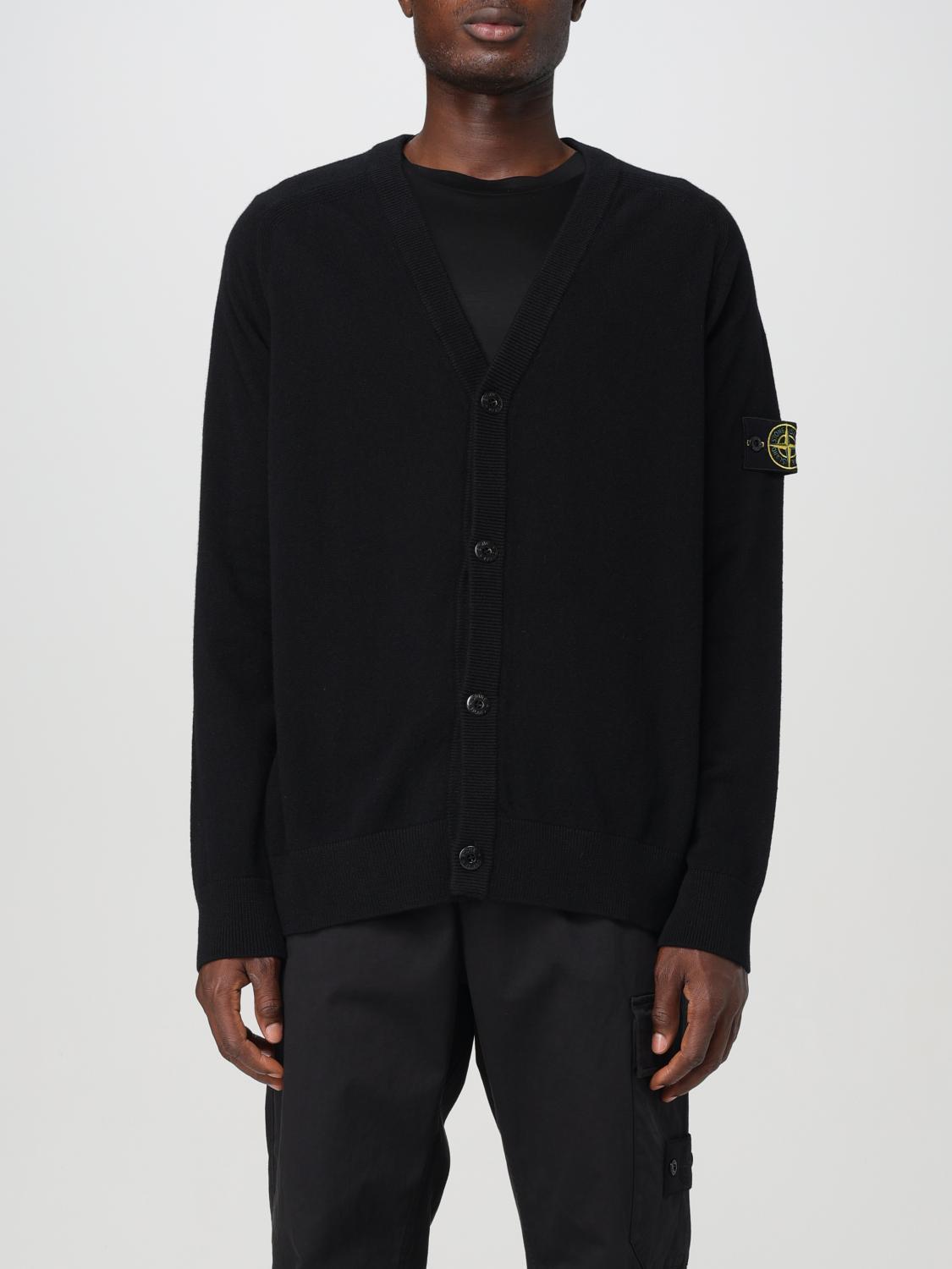 STONE ISLAND Black Patch Cardigan Product Image