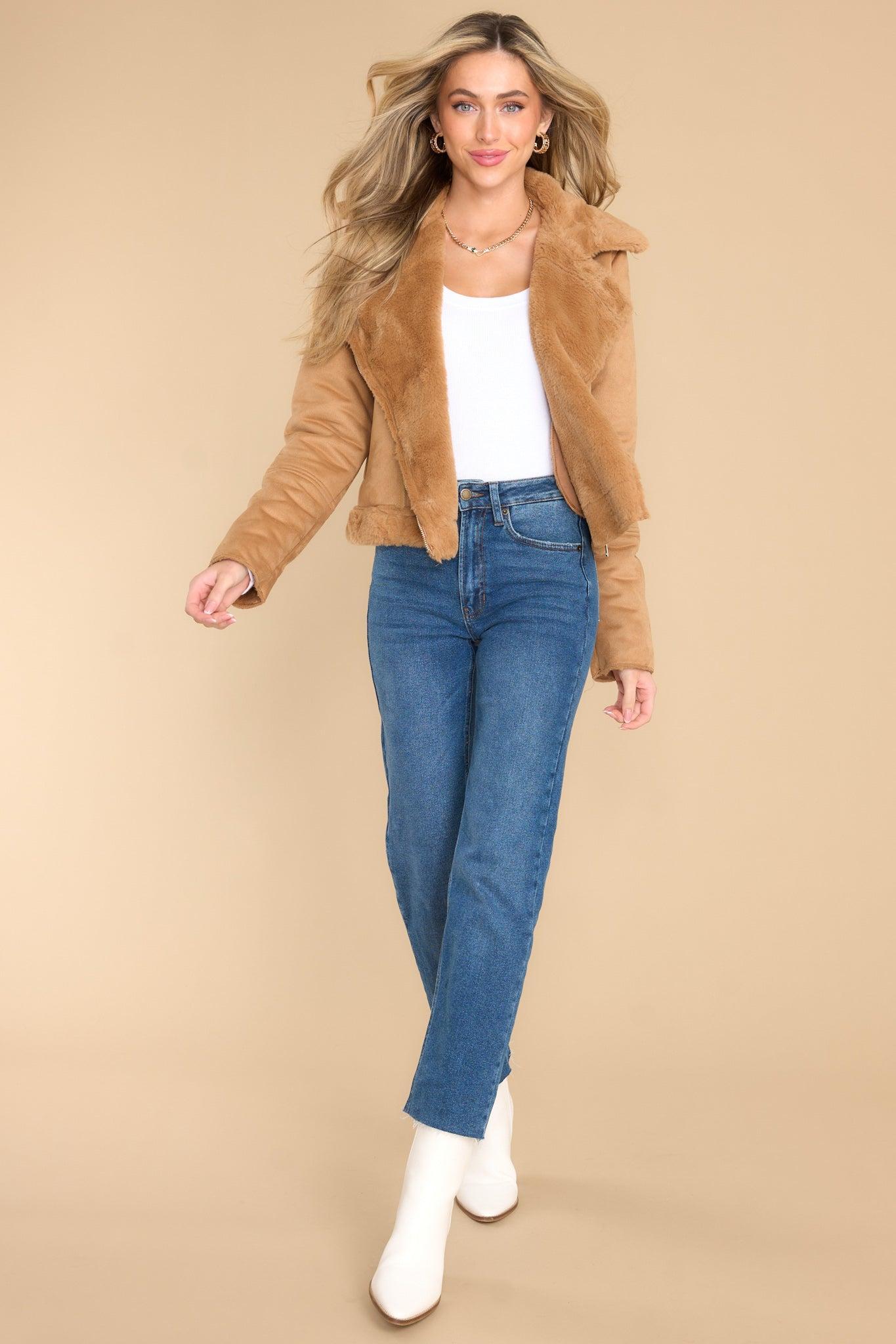 Favorite Memories Tan Faux Fur Jacket Product Image