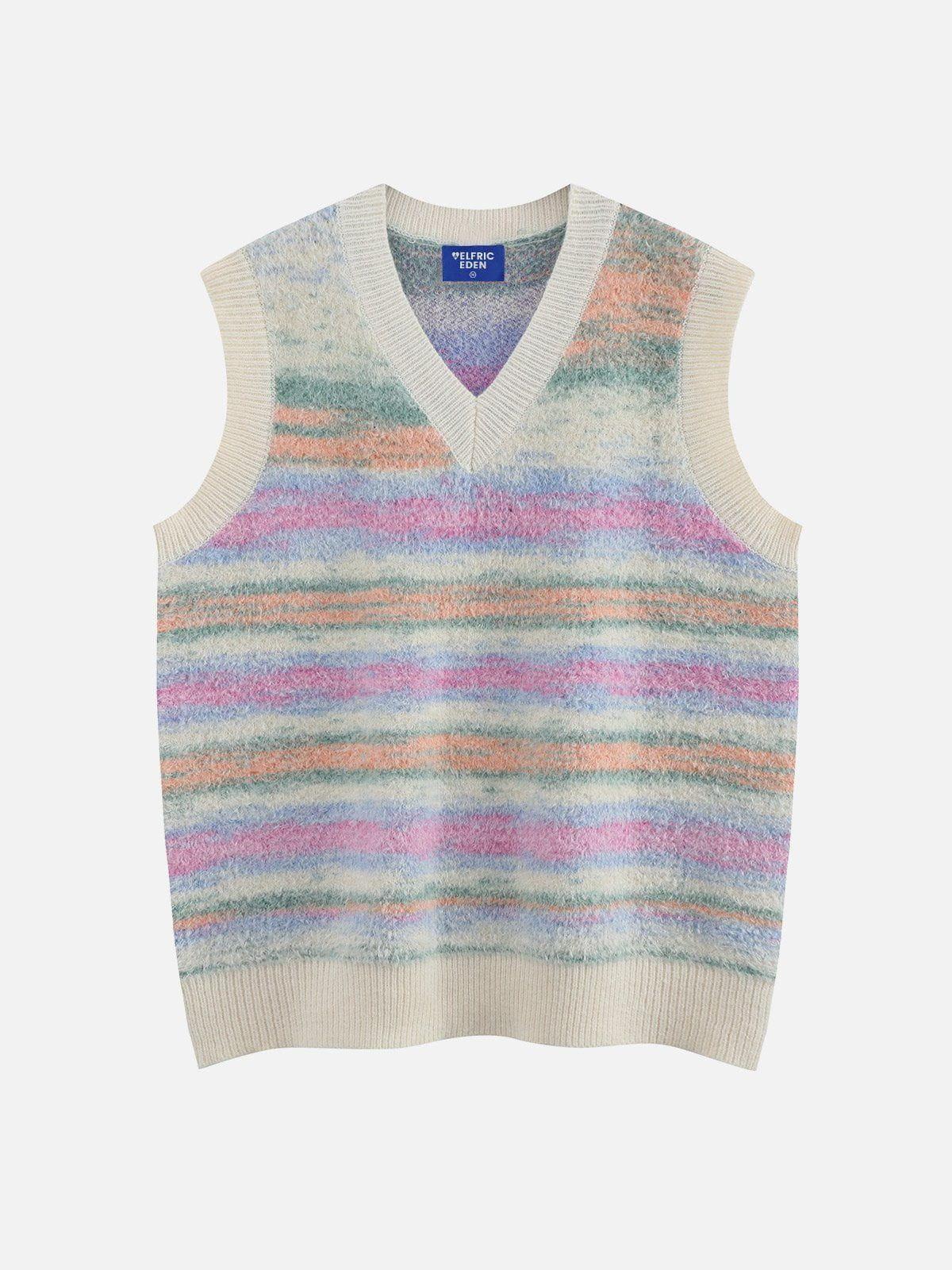 Aelfric Eden Rainbow Striped Oversized Sweater Vest Product Image