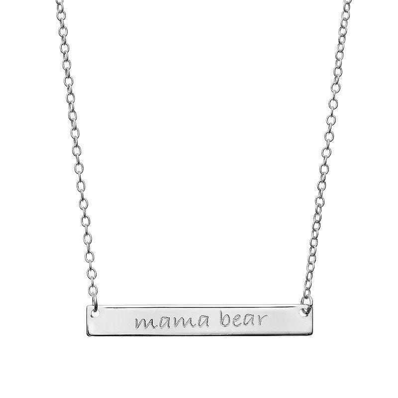 Sterling Silver Mama Bear Bar Necklace, Womens Multicolor Product Image