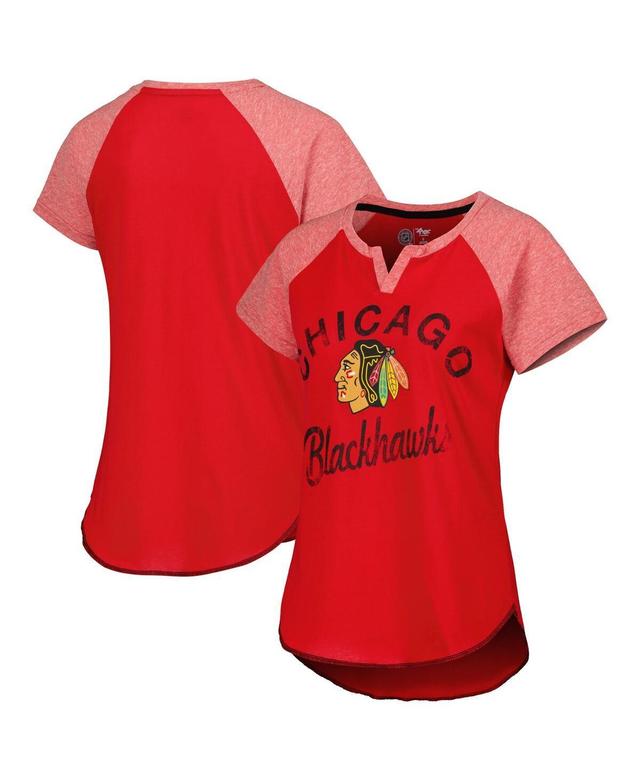 Womens Starter Chicago Blackhawks Grand Slam Raglan Notch Neck T-Shirt Product Image